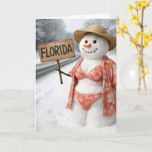 Birthday Snow Lady Hitchhiking With Sign Karte (Gelbe Blume)