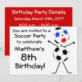 Birthday Soccer Party Einladung (Vorne/Hinten)