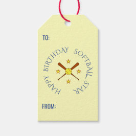Birthday Softball Custom Text Cream Blue Geschenkanhänger
