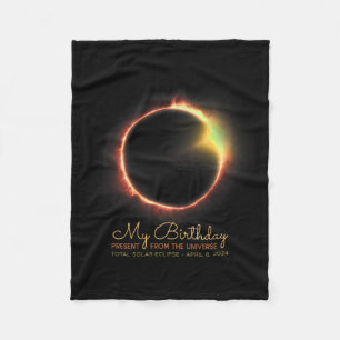 Birthday Solar Eclipse 2024 April 8 Insgesamt Ecli Fleecedecke