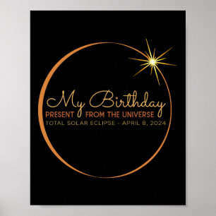 Birthday Solar Eclipse 2024 April 8 Insgesamt Ecli Poster