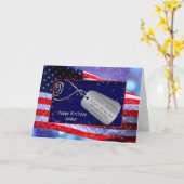 BIRTHDAY/SOLDIER-, US-FLAGGE - ERKENNUNGSMARKEN - KARTE (Gelbe Blume)