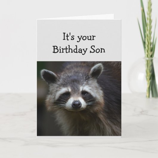 Birthday Son Fun Age Spaß Sad Raccoon Spaß Card Karte (Vorderseite)