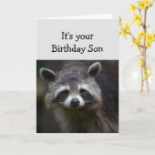 Birthday Son Fun Age Spaß Sad Raccoon Spaß Card Karte (Gelbe Blume)