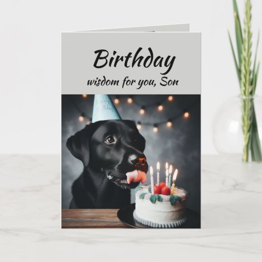 Birthday Son Fun Wisdom Labrador Tier Karte (Vorderseite)