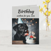 Birthday Son Fun Wisdom Labrador Tier Karte (Gelbe Blume)