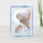 Birthday Son mit Great Gray Owl Bird Karte<br><div class="desc">Original Wasserfarbe Grosser Graue,  Graue Vögel</div>