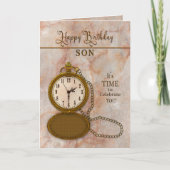 Birthday Son Pocket Watch und Chain Card Karte (Vorderseite)