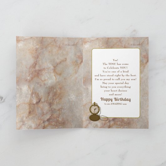 Birthday Son Pocket Watch und Chain Card Karte (Innenseite)