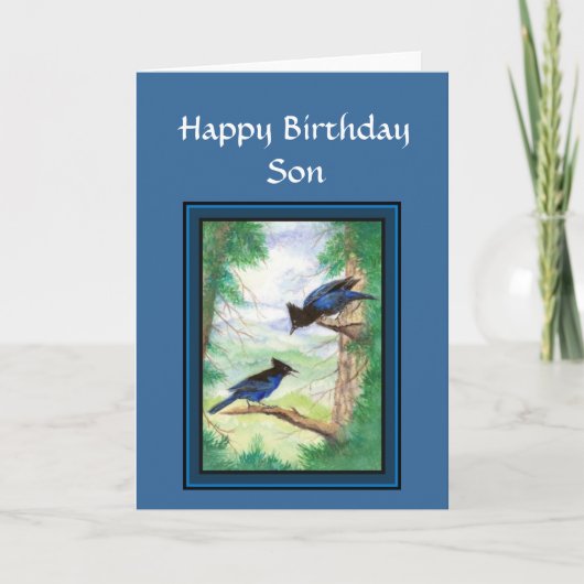 Birthday Son - Stellar Jay Bird, Natur, Wildnis Karte (Vorderseite)