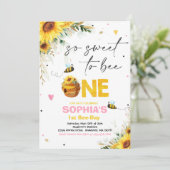 Birthday Sonnenblume Honig Biene Geburtstagsparty Einladung (Stehend Vorderseite)