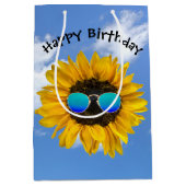 Birthday Sonnenblume mit Retro-Sonnenbrille Mittlere Geschenktüte (Vorderseite)