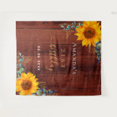 Birthday Sonnenblume rustikal braun Holz Eukalyptu Wandteppich (Vorderseite (Horizontal))