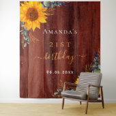 Birthday Sonnenblume rustikal braun Holz Eukalyptu Wandteppich (Beispiel)