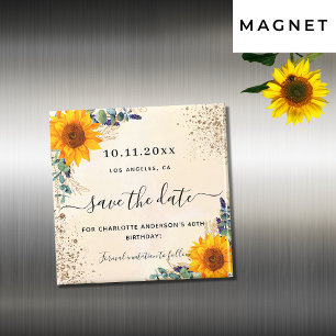 Birthday Sonnenblumen Eukalyptusgold Save the Date Magnet