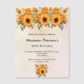 Birthday Sonnenblumen grün rustikal gelb Magneteinladung (Vorderseite)