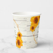 Birthday Sonnenblumen rustikale Holz weißen Namen Pappbecher (Rechts)