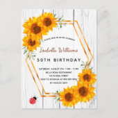 Birthday Sonnenblumen rustikales weißes Holz Einla Postkarte (Vorderseite)