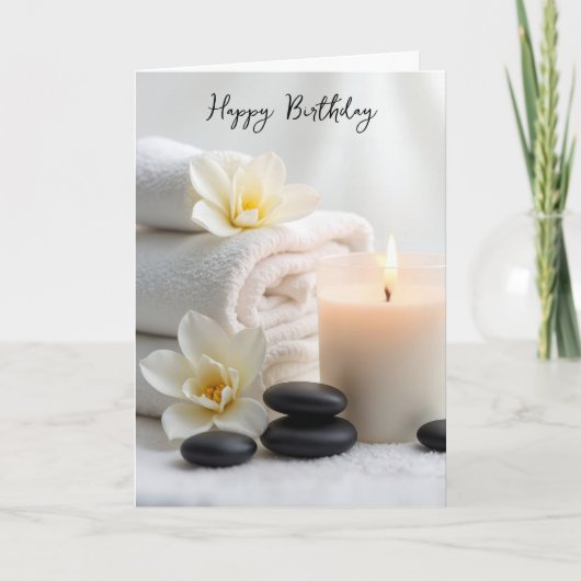 Birthday Spa Towels With Magnolia Blossoms Karte (Vorderseite)