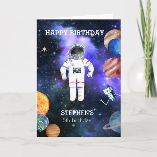 Birthday Space Astronaut Galaxy Planet Karte (Vorderseite)
