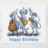 Birthday Sparkling Wine Label Mouse Music Band Schaumweinetikett (Einzelnes Label)