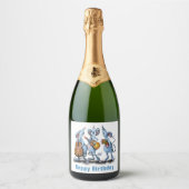 Birthday Sparkling Wine Label Mouse Music Band Schaumweinetikett (Vorderseite)