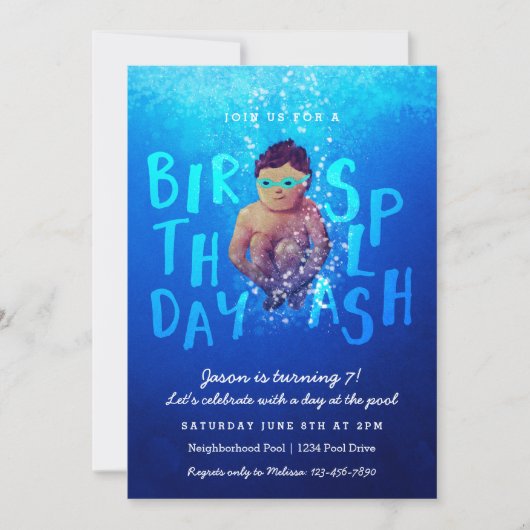 'Birthday Splash' Pool-Party Einladungen (Vorderseite)