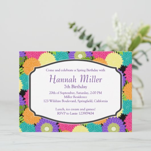 Birthday Spring blüht Party Chic Einladung (Stehend Vorderseite)