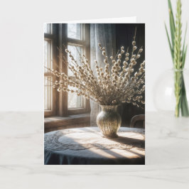 Birthday Spring Pussy Willow Bouquet Karte