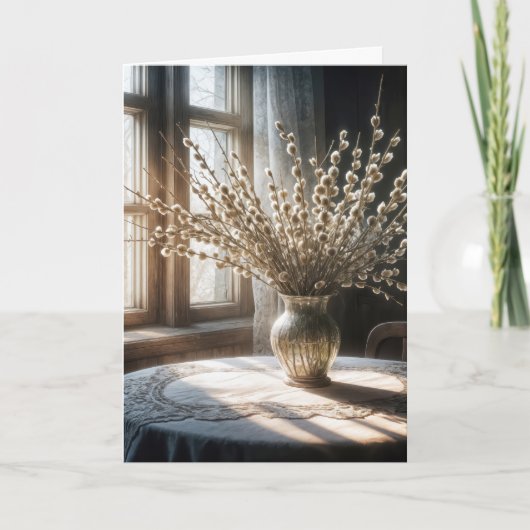 Birthday Spring Pussy Willow Bouquet Karte (Vorderseite)