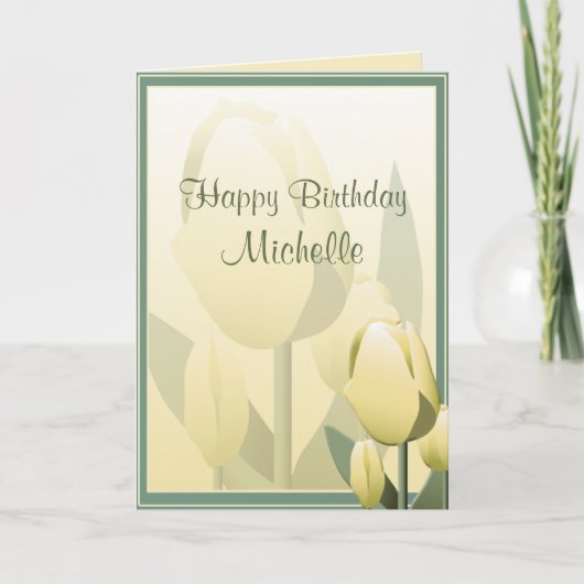 Birthday Spring Tulips Yellow Happday Card Karte (Vorderseite)