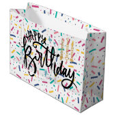 Birthday Sprinkles Candy Pattern Große Geschenktüte (Vorderseite Schrägansicht)
