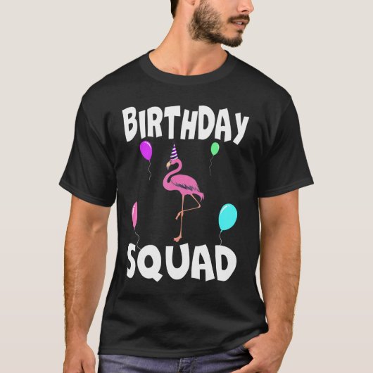 Birthday Squad Niedlich Flamingo Bday Team Männer  T-Shirt (Vorderseite)
