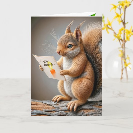 Birthday Squirrel Karte (Gelbe Blume)