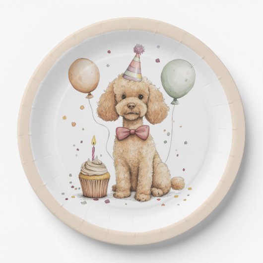 Birthday Standard Poodle Dog Pappteller (Vorderseite)