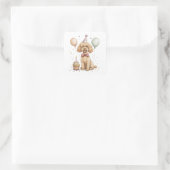 Birthday Standard Poodle Dog Quadratischer Aufkleber (Tasche)