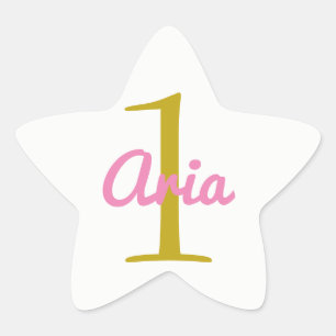 Birthday Star Sticker Pink Gold White