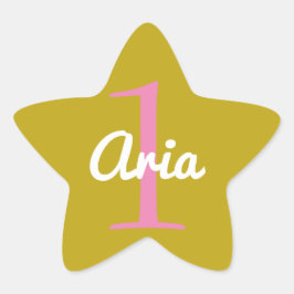 Birthday Star Sticker Pink Gold White