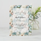 Birthday staubige grüne, weiße Blumen Luxus Einladung (Stehend Vorderseite)