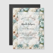 Birthday staubige grüne, weiße Blumen Luxus Magneteinladung (Vorne/Hinten)