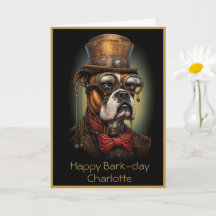 Birthday Steampunk Boxer Dog Individuelle Name Tex