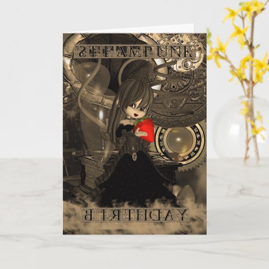 Birthday Steampunk Moonies Cutie Pie Karte (Gelbe Blume)