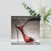 Birthday-Stiletto mit Wein Einladung (Stehend Vorderseite)
