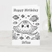 Birthday Stingray | Farbseite des Kindes Karte (Vorderseite)