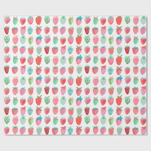 Birthday Strawberry Frucht | Glosswrapping Paper Geschenkpapier (Flach)