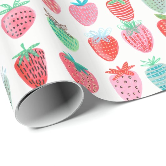 Birthday Strawberry Frucht | Glosswrapping Paper Geschenkpapier (Rolleneckpunkt)