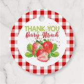 Birthday Strawberry Kariert Vielen Dank Geschenkanhänger (Vorderseite)