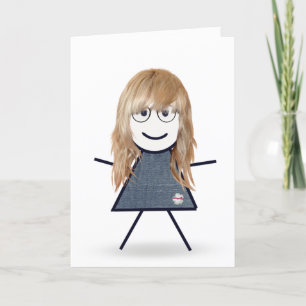 Birthday Strichmännchen Girl for Sister Karte