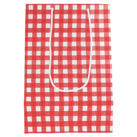 Birthday Strichmännchen Girl In Sneakers on Gingha Mittlere Geschenktüte (Rückseite)