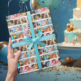 Birthday Strip FotoCollage Geschenkpapier
